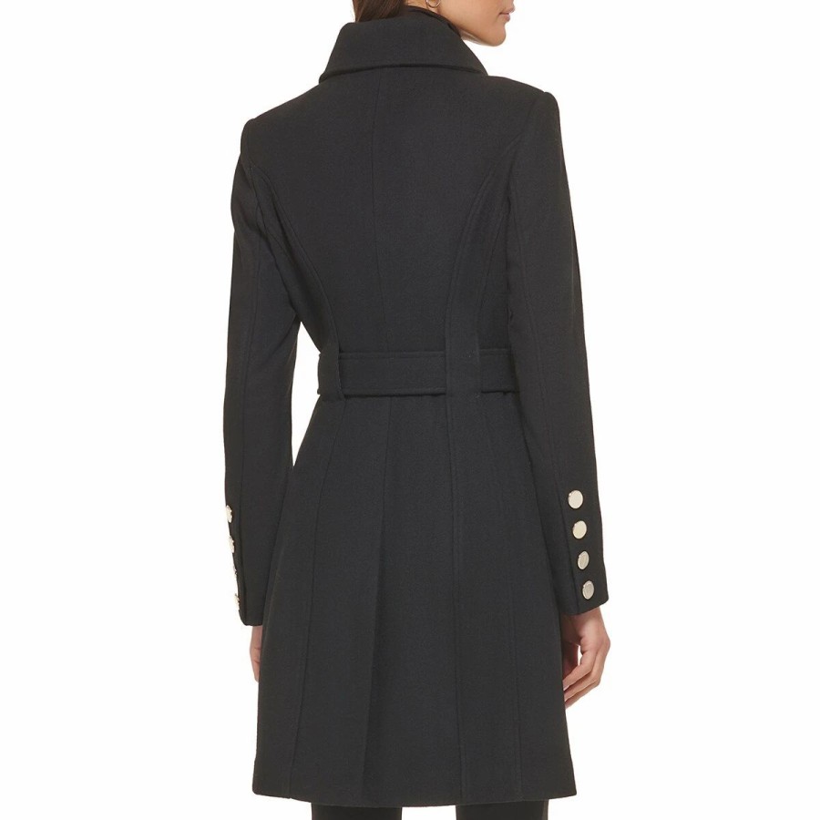 * Coats | Coats Womens Guess Belted Double Breasted Wool Coat Black