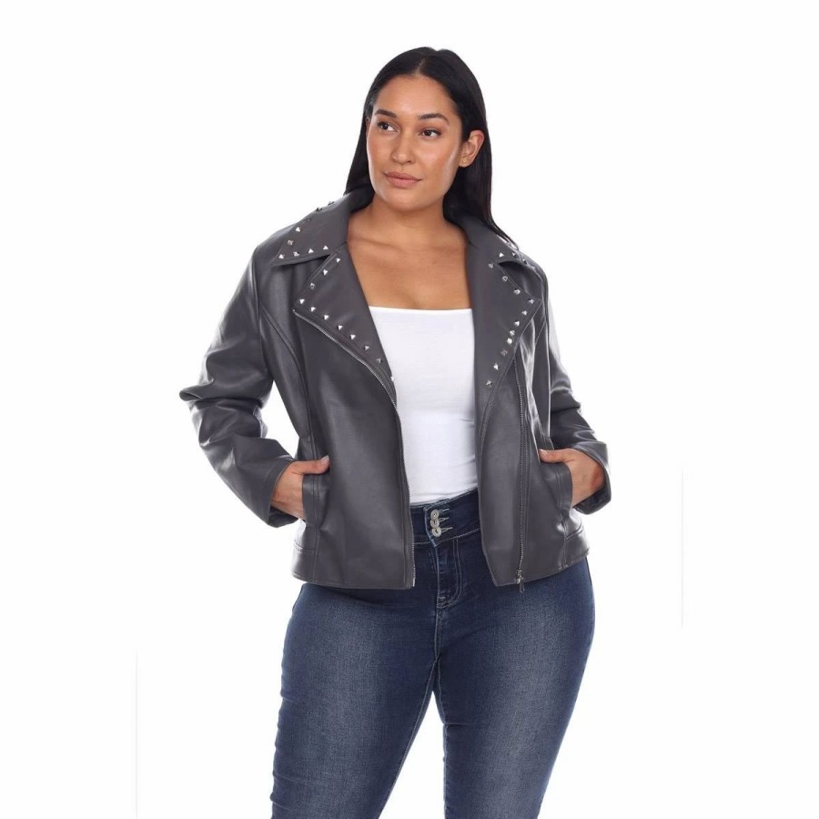 * Coats | Coats Plus Size White Mark Faux Leather Motorcycle Jacket