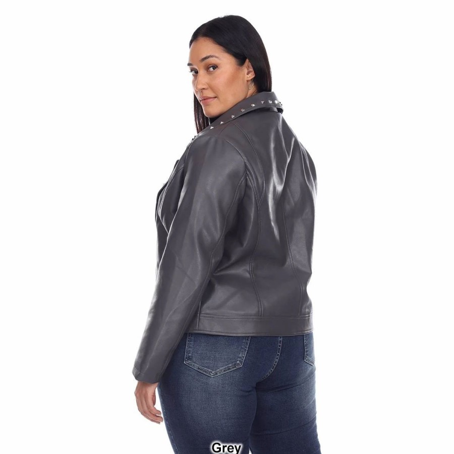 * Coats | Coats Plus Size White Mark Faux Leather Motorcycle Jacket