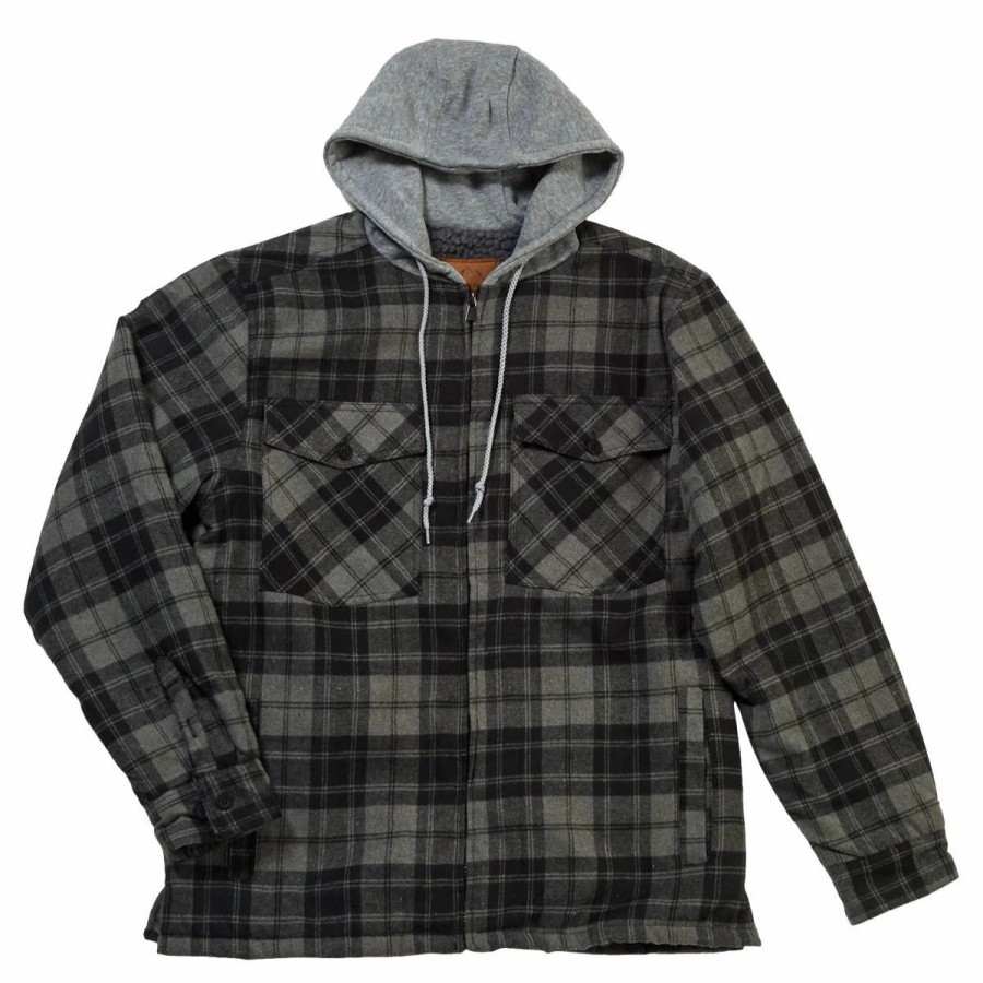 * Coats | Coats Mens Mountain Ridge Flannel Hooded Jacket Charcoal/Black