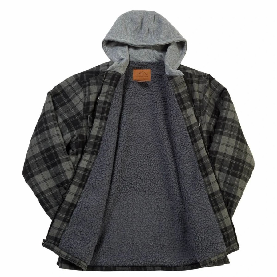 * Coats | Coats Mens Mountain Ridge Flannel Hooded Jacket Charcoal/Black