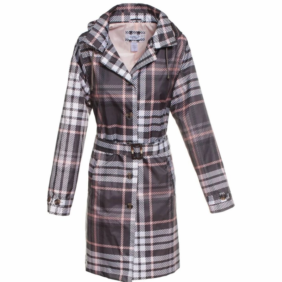 * Coats | Coats Womens Capelli New York Plaid Mid-Length Trench Coat