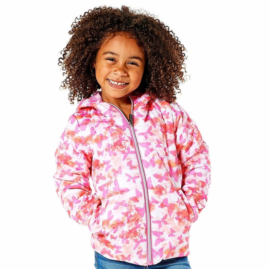 * Coats | Coats Toddler Girl Pink Platinum Butterfly Tie Dye Puffer Jacket