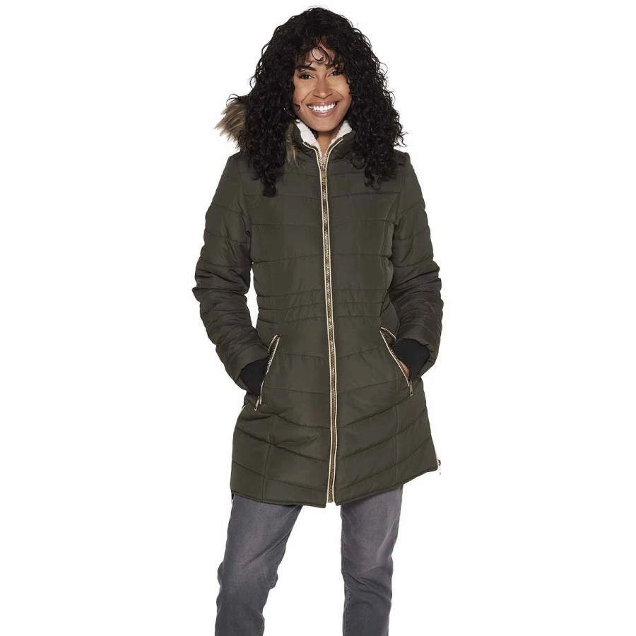 * Coats | Coats Womens Maralyn & Me Puffer Jacket With Contrast Zipper & Hood