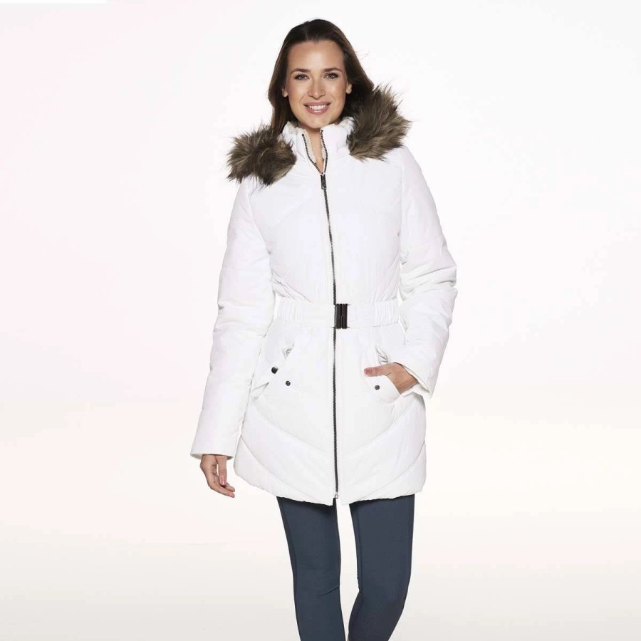 * Coats | Coats Womens Maralyn & Me Long Puffer Jacket With Belt & Faux Fur Trim