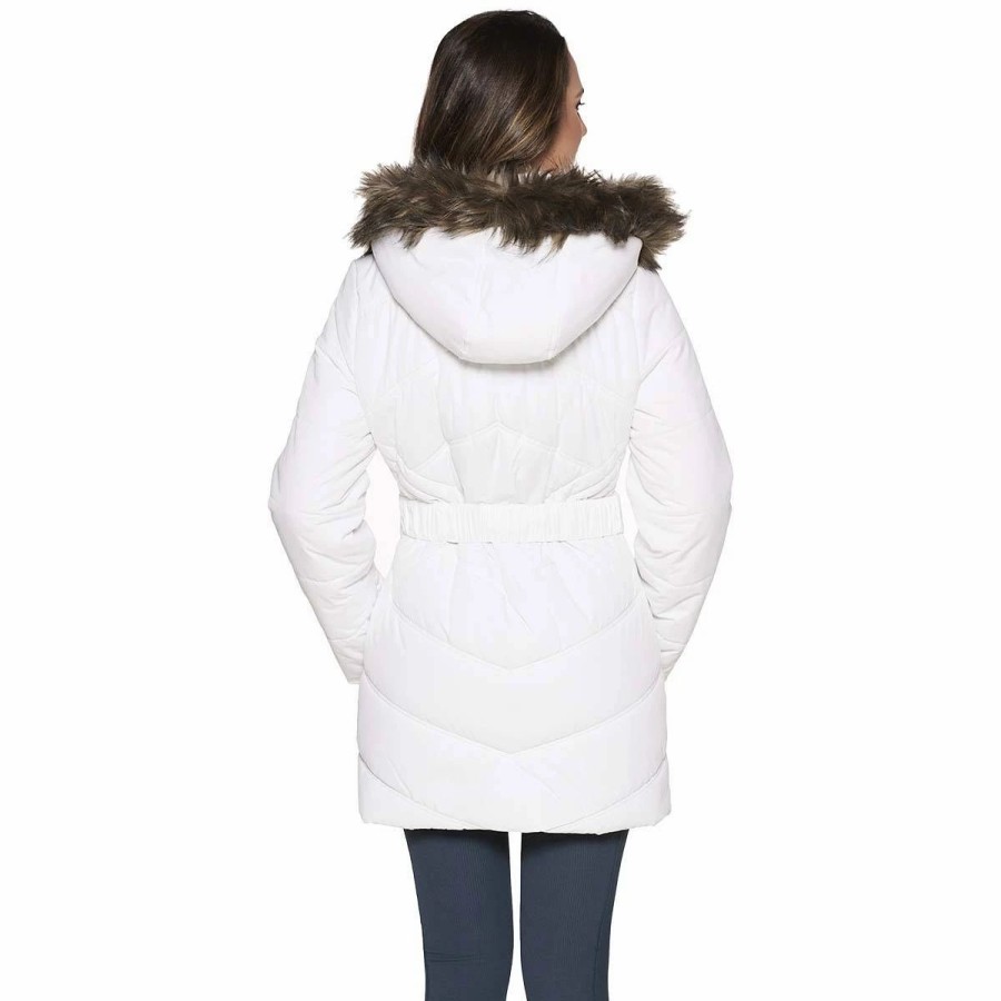 * Coats | Coats Womens Maralyn & Me Long Puffer Jacket With Belt & Faux Fur Trim