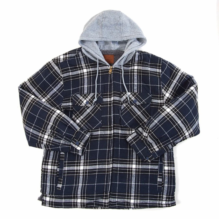 * Coats | Coats Mens Mountain Ridge Sherpa Lined Flannel Jacket Navy/ Black