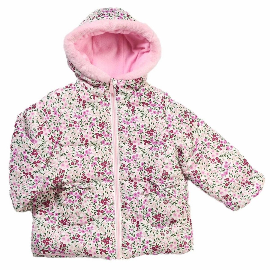 * Coats | Coats Toddler Girl Kensie Girl Ditsy Floral Fur Trim Quilted Jacket