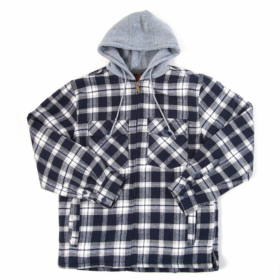 * Coats | Coats Mens Mountain Ridge Sherpa Lined Flannel Jacket Navy/White