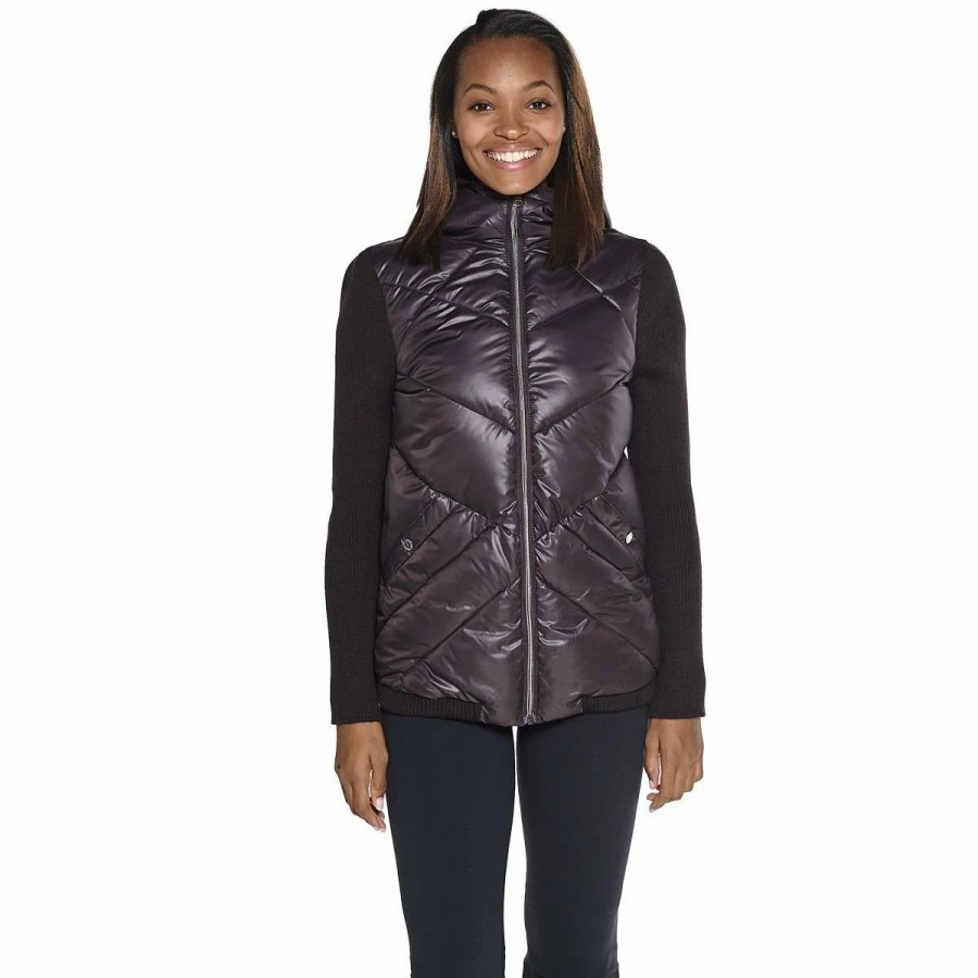 * Coats | Coats Womens Kenneth Cole Cire Puffer Jacket With Rib Knit Sleeves