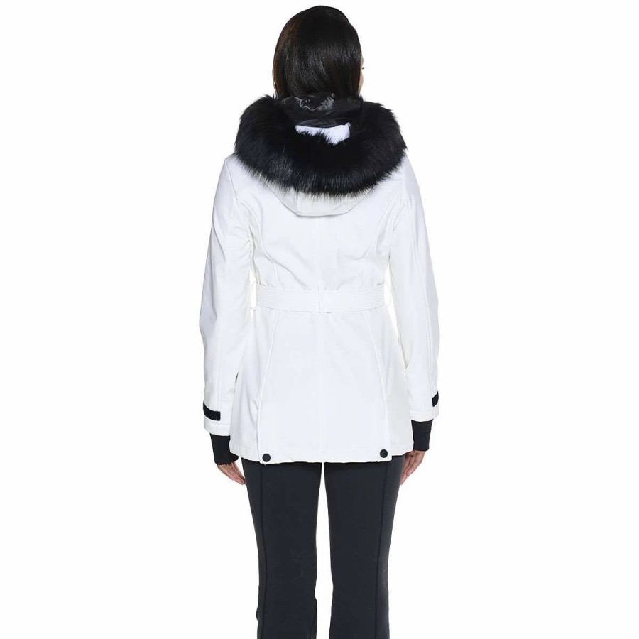 * Coats | Coats Womens Kenneth Cole Belted Softshell Jacket With Faux Fur Hood