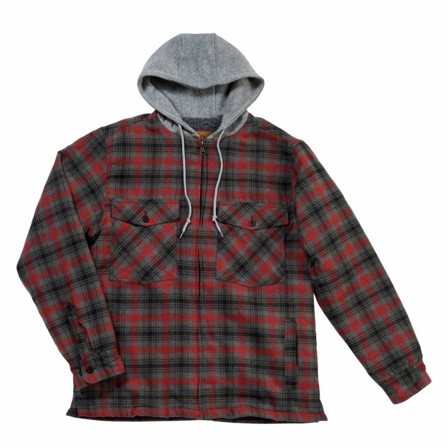 * Coats | Coats Mens Mountain Ridge Flannel Hooded Jacket Burgundy