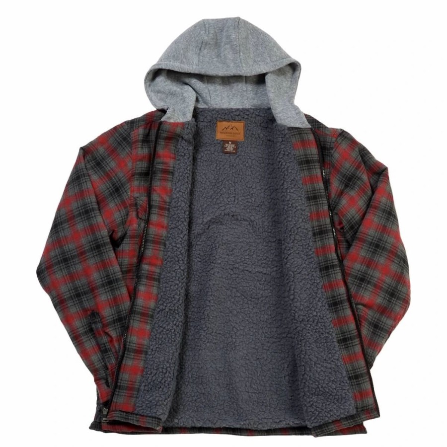 * Coats | Coats Mens Mountain Ridge Flannel Hooded Jacket Burgundy